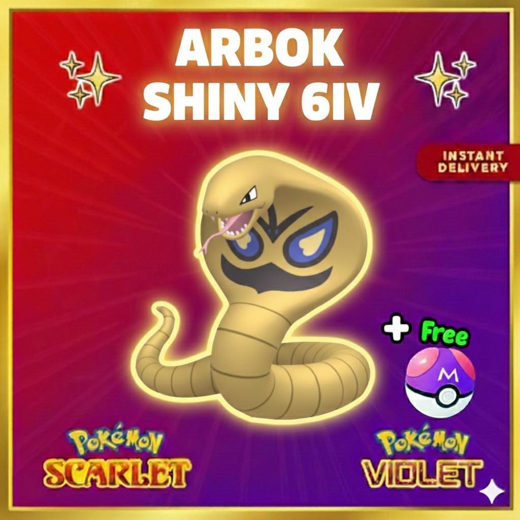 Pokemon Scarlet Violet Shiny ARBOK Battle Ready Ev Trained Custom OT Any Held Item Sv Trade Intimidate Pokémon card photo