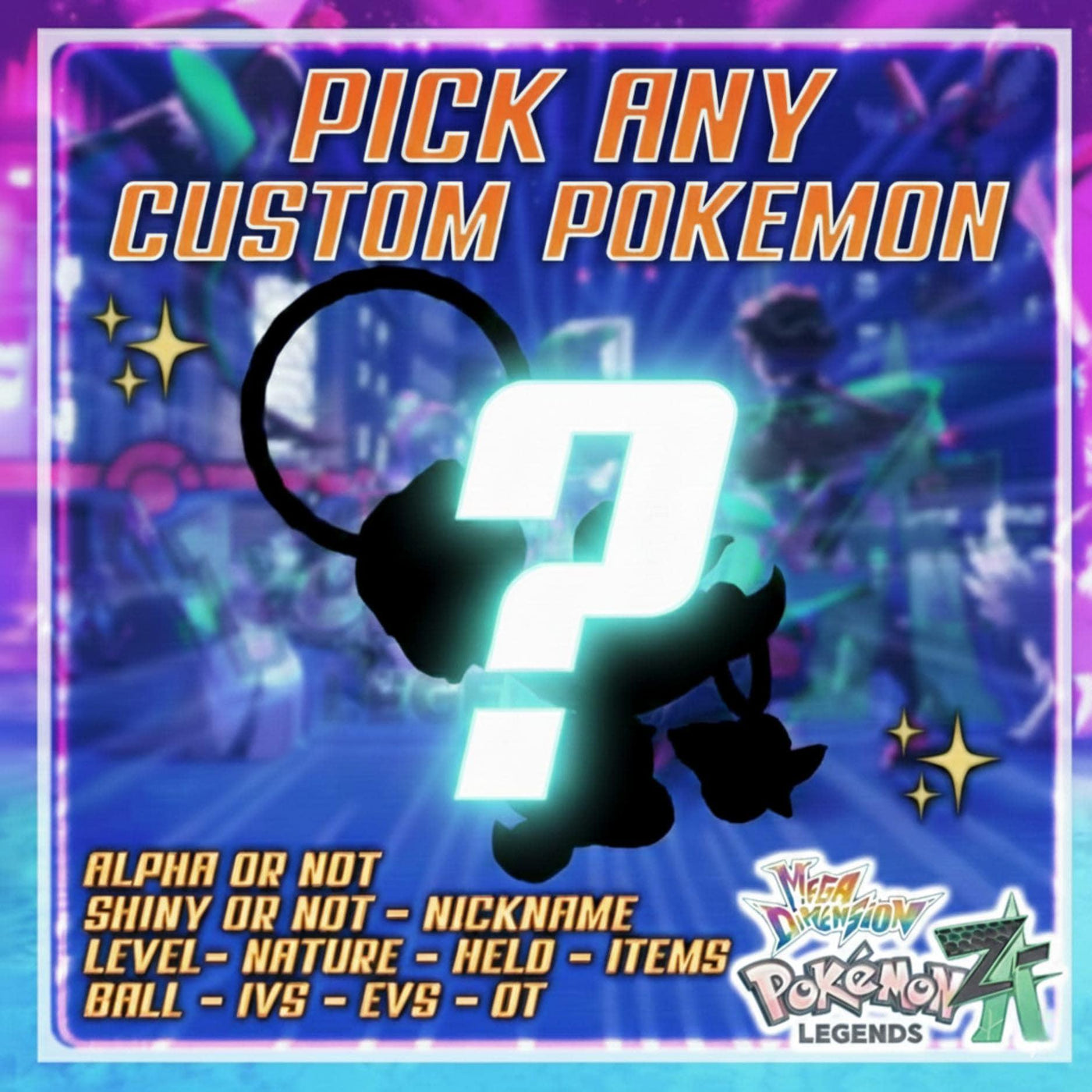 CUSTOM SHINY POKEMON Legends Za Prep Any Species Battle Ready 6iv Custom Ot Trainer Name Home Transfer Switch 2 Pokopia Ready Fast Delivery – Custom Pokémon Pokémon card photo