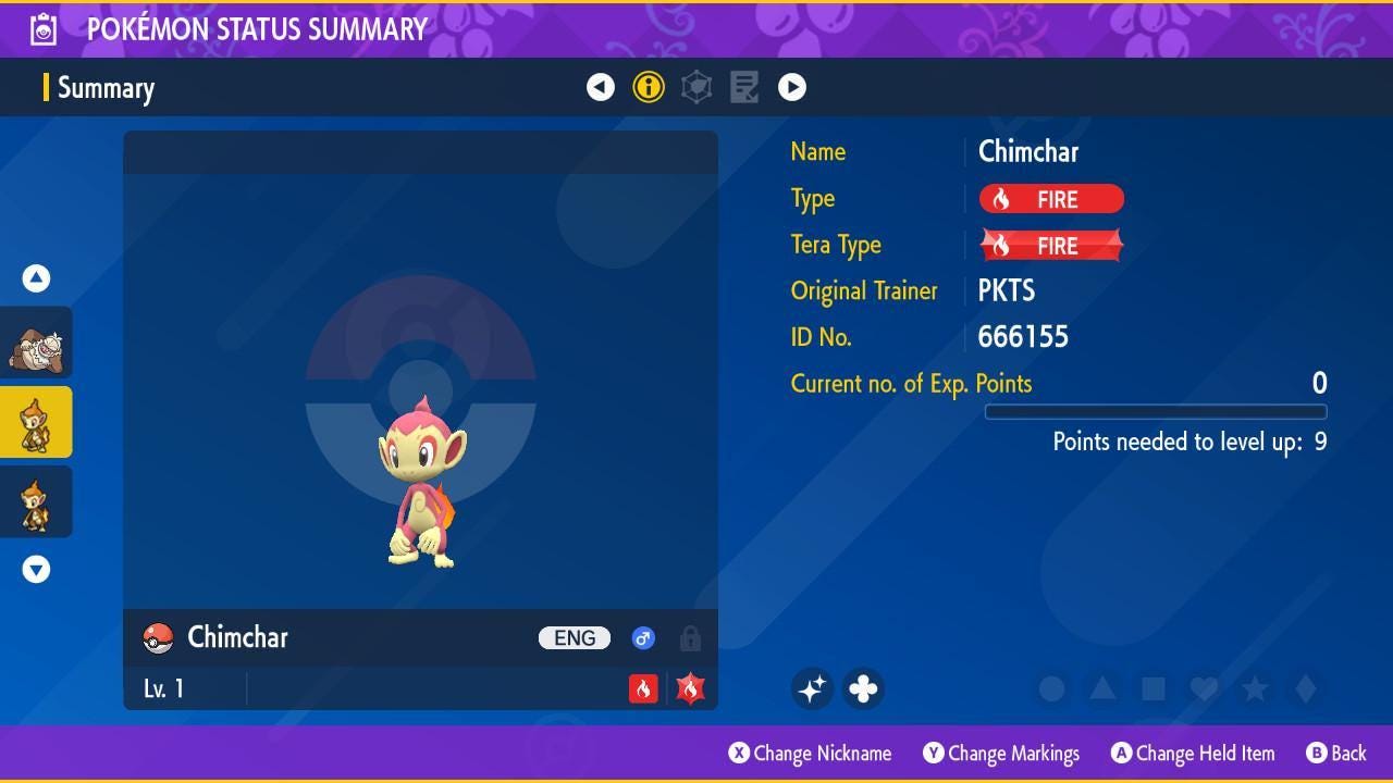 Shiny CHIMCHAR Pokémon Scarlet Violet 6IV Competitive Battle Ready – Scarlet & Violet Pokémon card photo