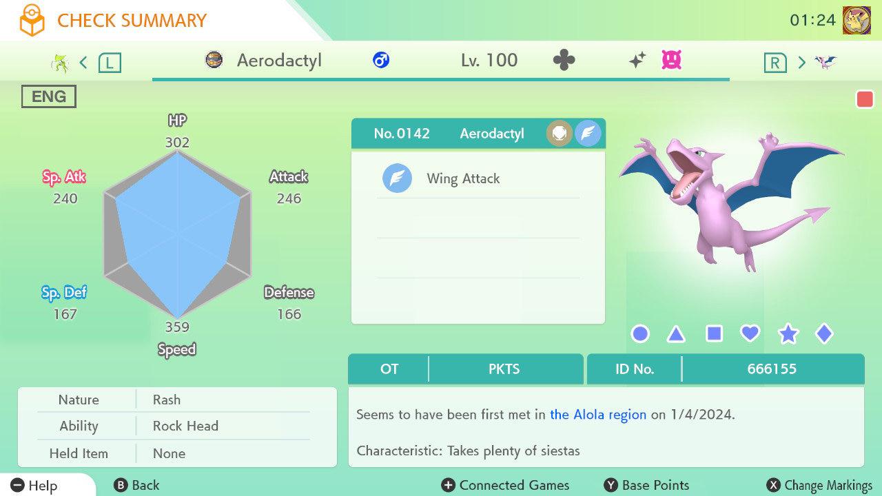 Shiny AERODACTYL Pokémon HOME 6IV Competitive Battle Ready Pokémon card photo 2