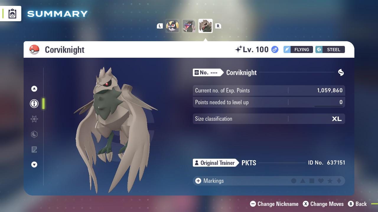 Фото покемона Shiny Corviknight Pokémon Legends ZA Mega Dimension DLC 6IV Готовый к соревновательным боям 2