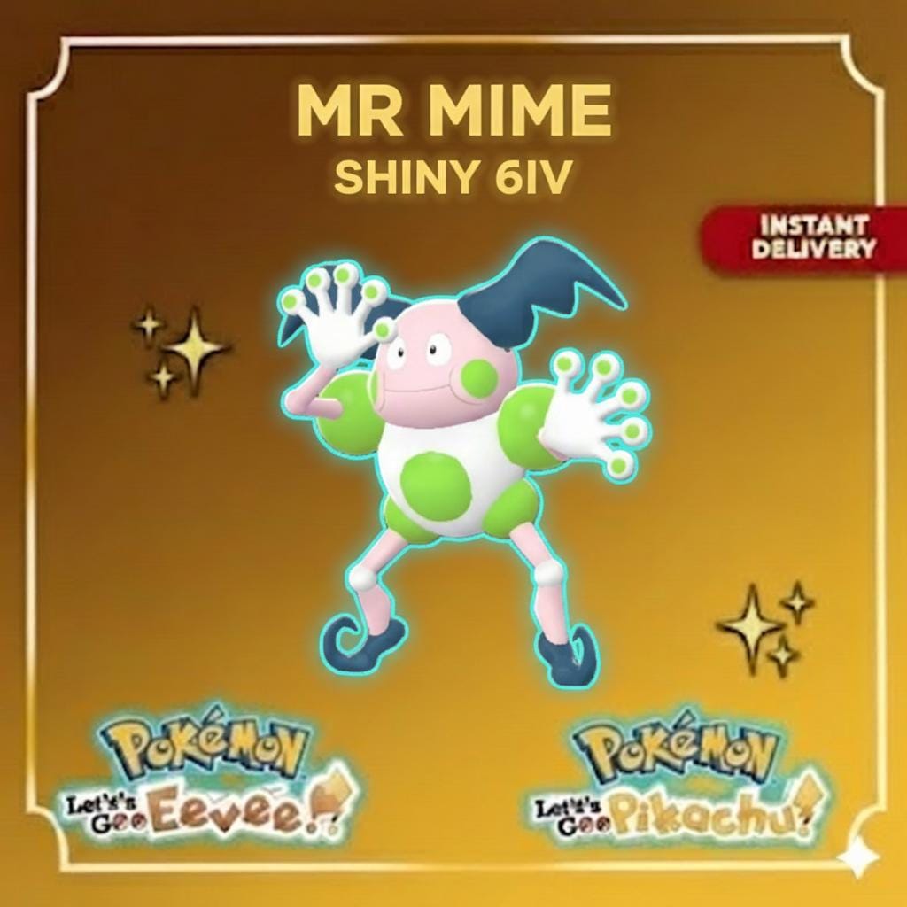 Shiny Mr Mime Lets Go Pikachu Eevee 6IV Competitive Battle Ready – Pokémon Let's Go Pokémon card photo