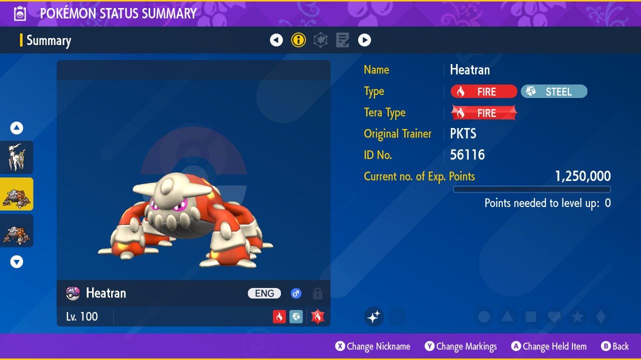 Shiny HEATRAN Pokémon Scarlet Violet 6IV Competitive Battle Ready Pokémon card photo 2