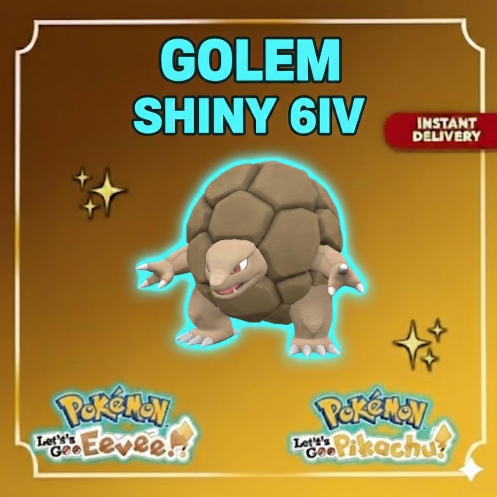 Shiny GOLEM Pokémon Lets Go Pikachu Eevee 6IV Competitive Battle Ready – Pokémon Let's Go Pokémon card photo
