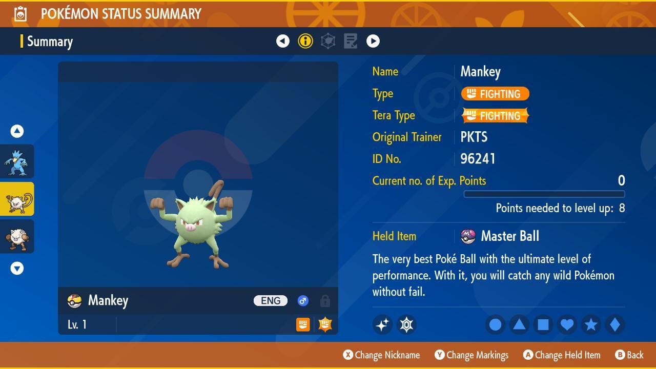 Pokemon Scarlet and Violet Shiny MANKEY 6IV Competitive Battle Ready Pokémon card photo 2