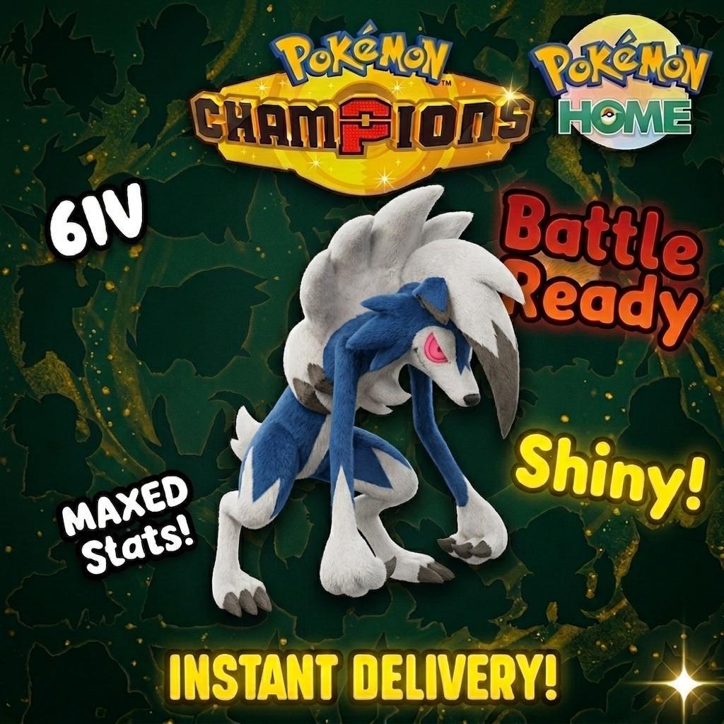 Shiny Lycanroc Midnight Form Pokémon Champions 6IV Competitive Battle Ready – Champions Pokémon card photo