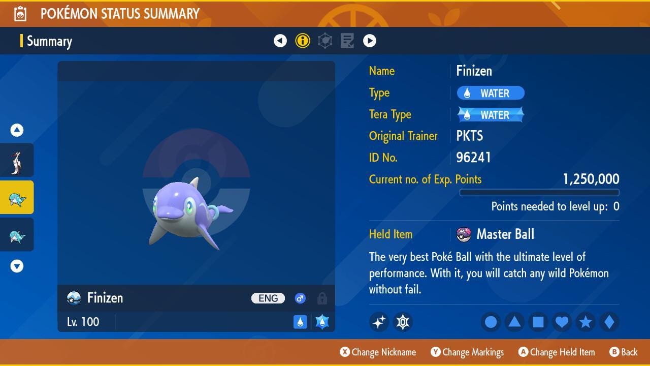 Foto de la carta Pokémon Shiny FINIZEN Pokémon Escarlata Violeta 6IV Listo para la Batalla Competitivo
