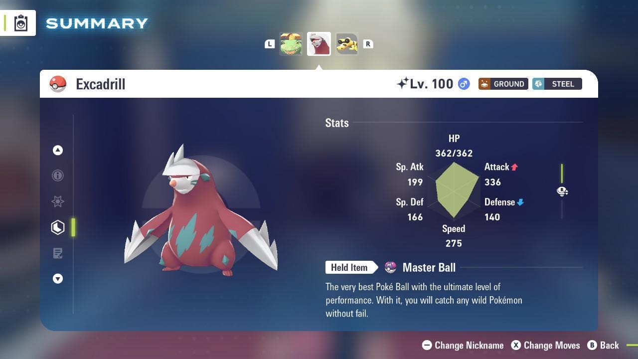 Foto de la carta Pokémon Shiny EXCADRILL Pokémon Legends ZA 6IV Competitivo Listo para la Batalla