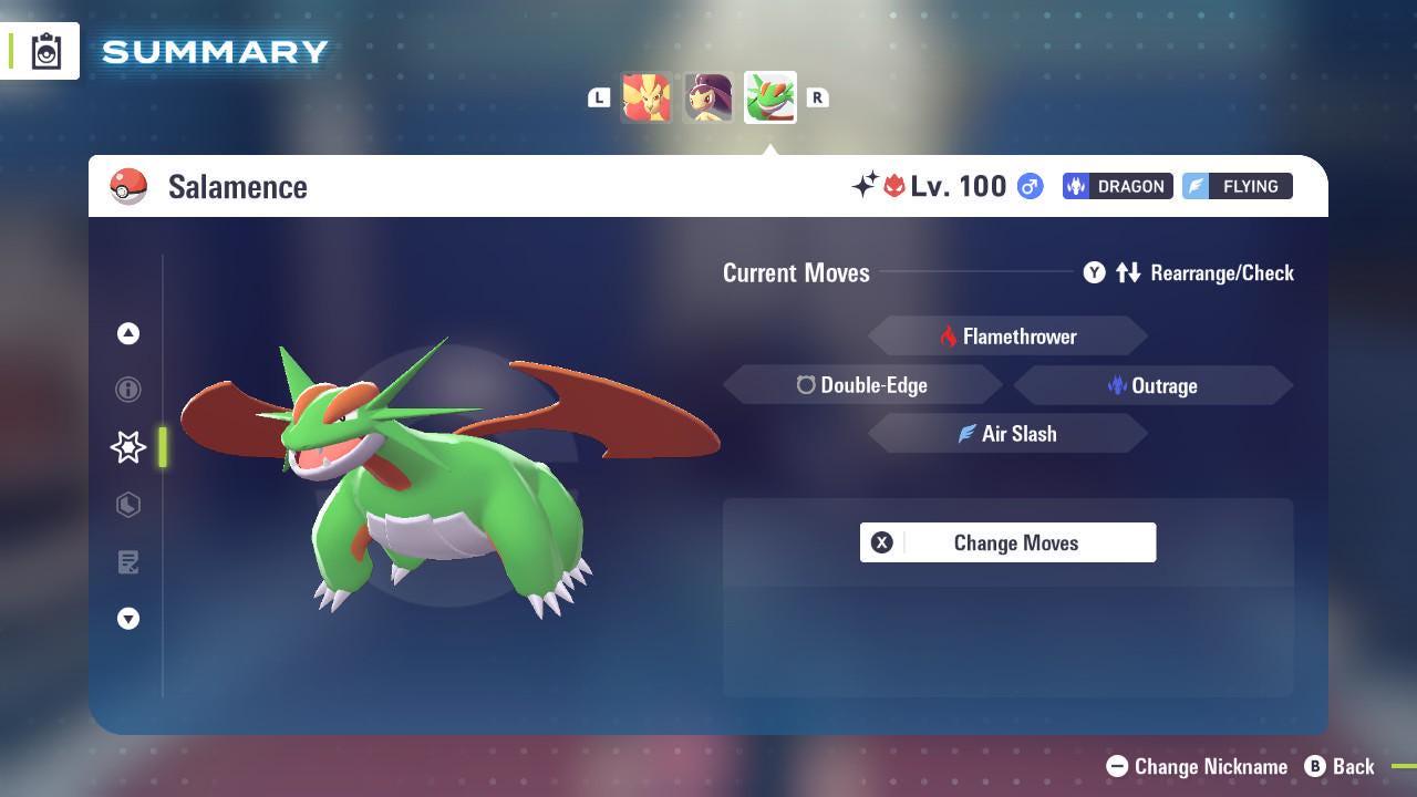 Foto de la carta Pokémon Salamence Alpha variocolor Pokémon Legends ZA 6IV Listo para el combate competitivo 4
