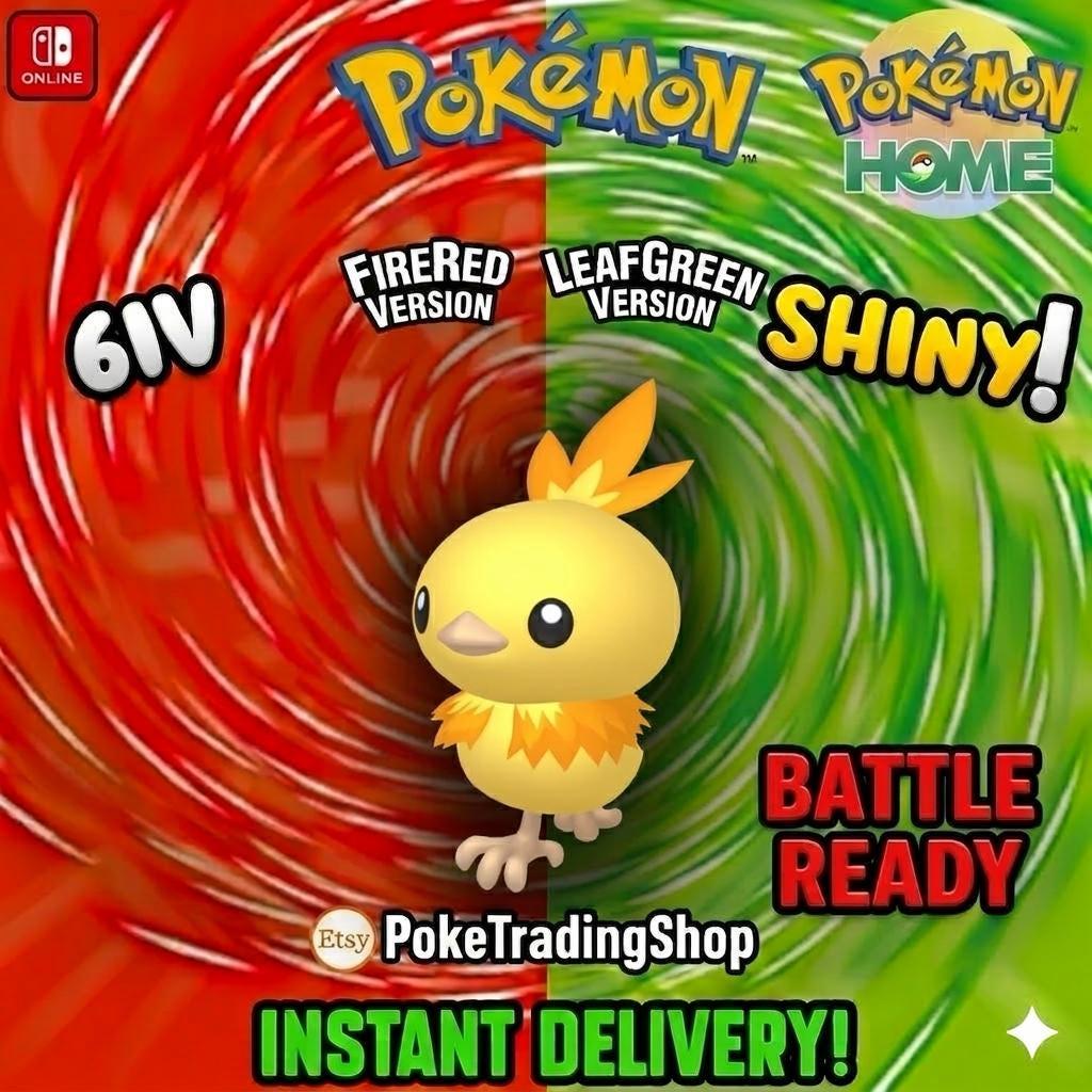 Foto de la carta Pokémon SHINY TORCHIC Pokémon Rojo Fuego Verde Hoja 6IV Listo para el Combate Competitivo