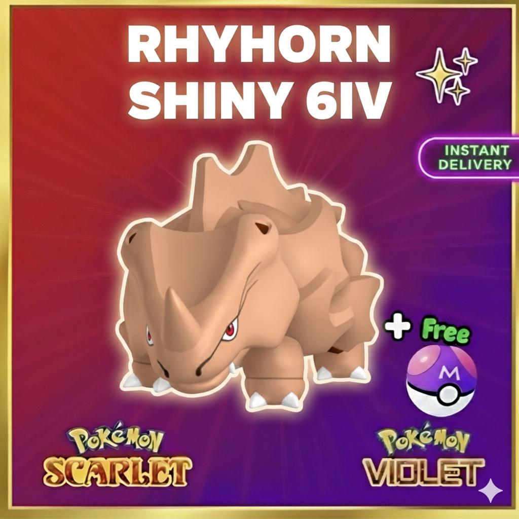 Foto de la carta Pokémon Pokemon Escarlata Púrpura Shiny 6iv Rhyhorn Listo Para la Batalla Ev Entrenado Ot Personalizado Sv Intercambio ENTREGA RÁPIDA LISTO