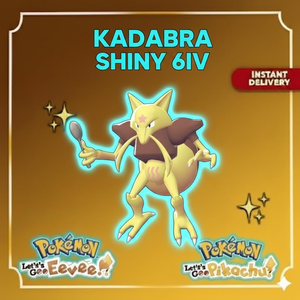 Shiny KADABRA Pokémon Lets Go Pikachu Eevee 6IV Competitive Battle Ready – Pokémon Let's Go Pokémon card photo