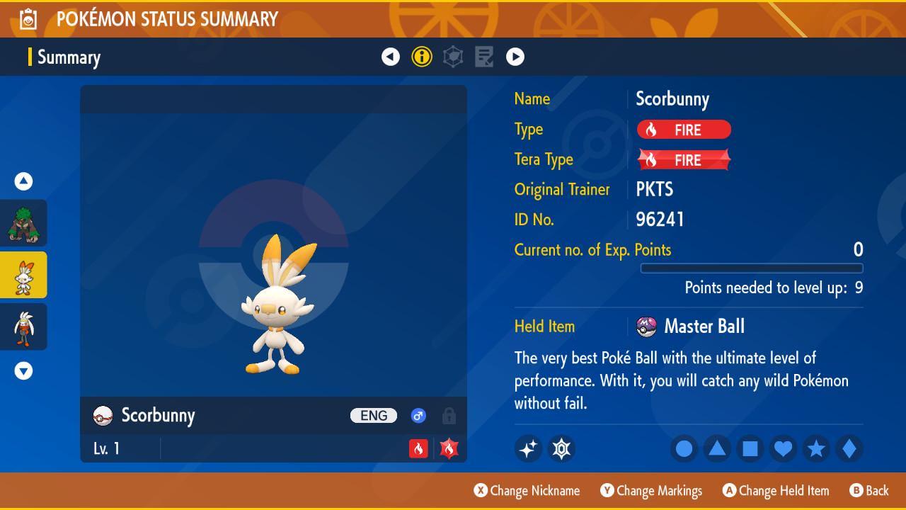 Shiny SCORBUNNY Pokémon Scarlet Violet 6IV Competitive Battle Ready – Scarlet & Violet Pokémon card photo