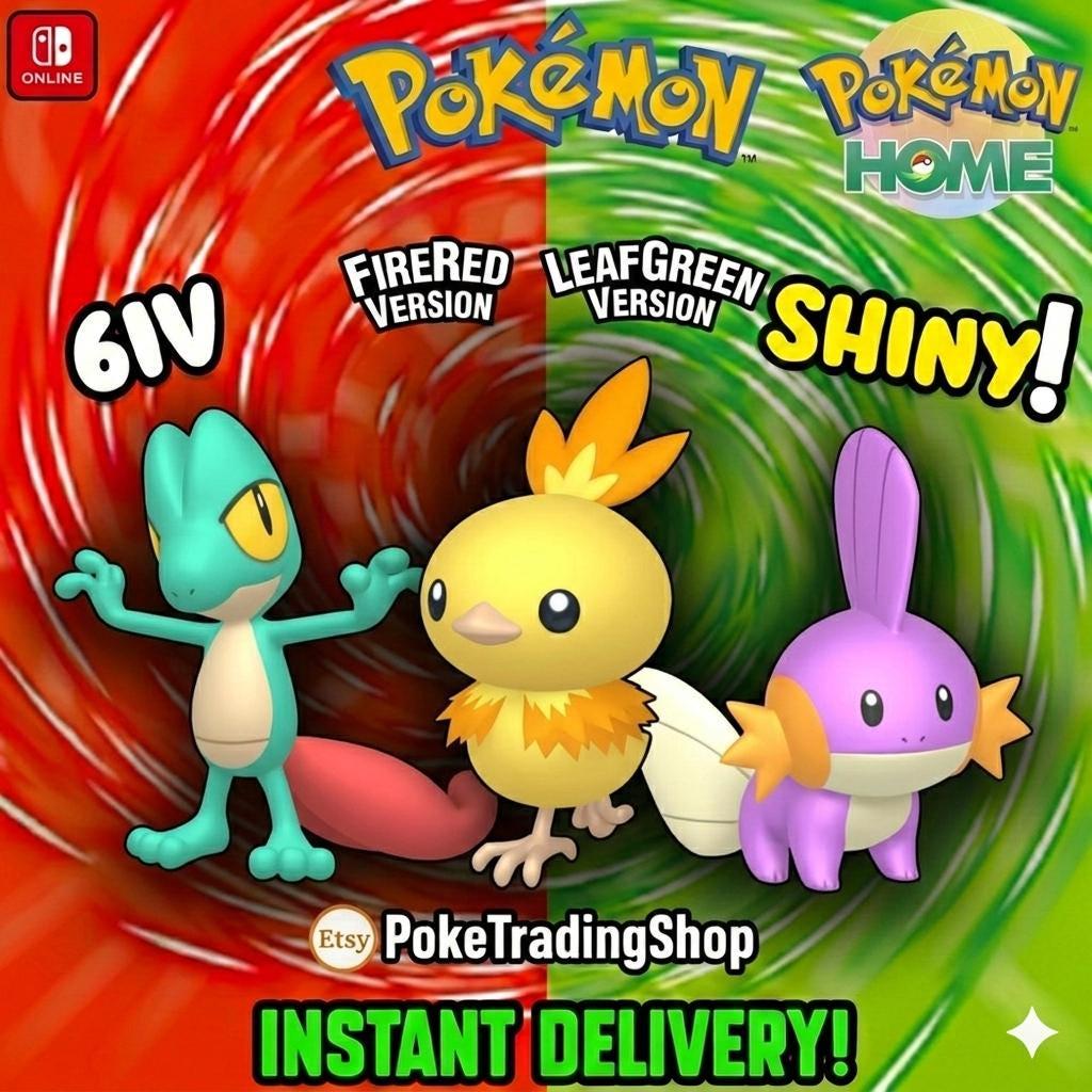 Foto de la carta Pokémon Pokémon FIRERED LEAFGREEN Auténtico INICIALES Shiny Treecko Torchic Mudkip Transferencia a Pokemon Home Switch 2 30º Aniversario Pack