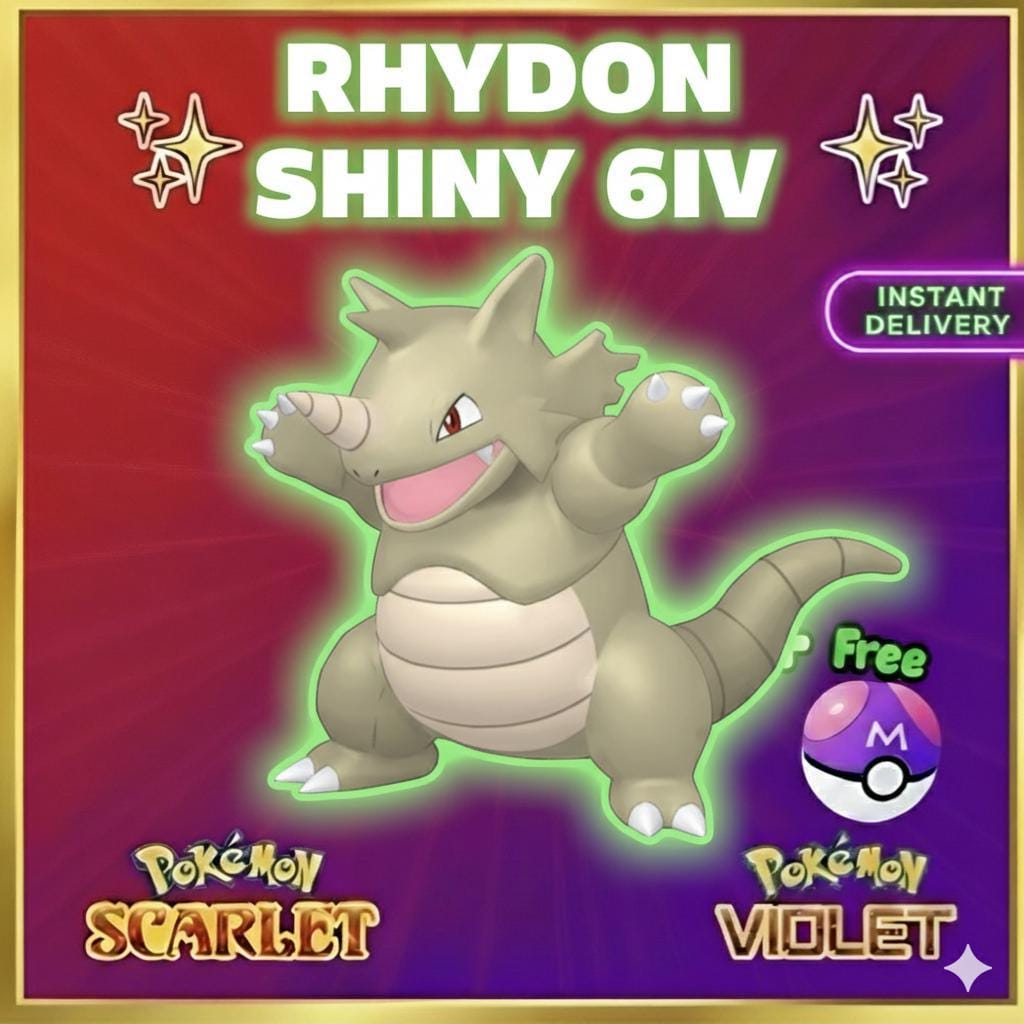 Foto de la carta Pokémon Pokemon Escarlata Púrpura Shiny 6iv Rhydon Listo Para la Batalla Ev Entrenado Ot Personalizado Sv Intercambio ENTREGA RÁPIDA LISTO