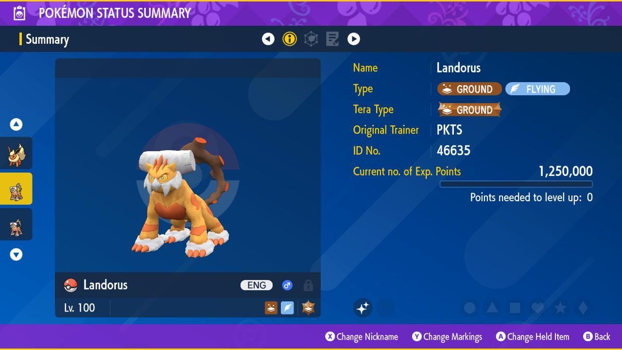 Shiny Therian Forme LANDORUS Pokémon Scarlet and Violet 6IV Competitive Battle Ready – Scarlet & Violet Pokémon card photo