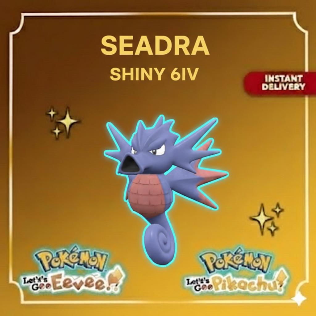 Shiny Seadra Lets Go Pikachu Eevee 6IV Competitive Battle Ready – Pokémon Let's Go Pokémon card photo