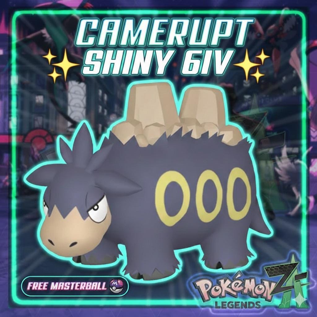 Foto de la carta Pokémon Shiny CAMERUPT Pokémon Legends ZA 6IV Listo para la batalla competitiva