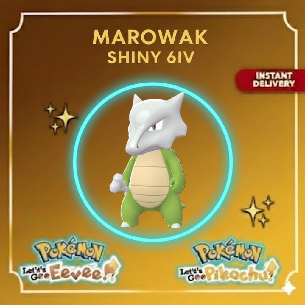 Shiny Marowak Lets Go Pikachu Eevee 6IV Competitive Battle Ready – Pokémon Let's Go Pokémon card photo