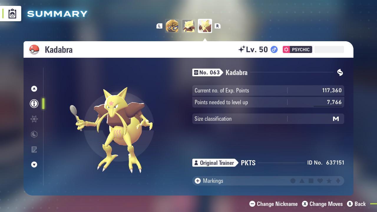 Foto de la carta Pokémon KADABRA variocolor Pokémon Legends ZA 6IV listo para la batalla competitiva 2