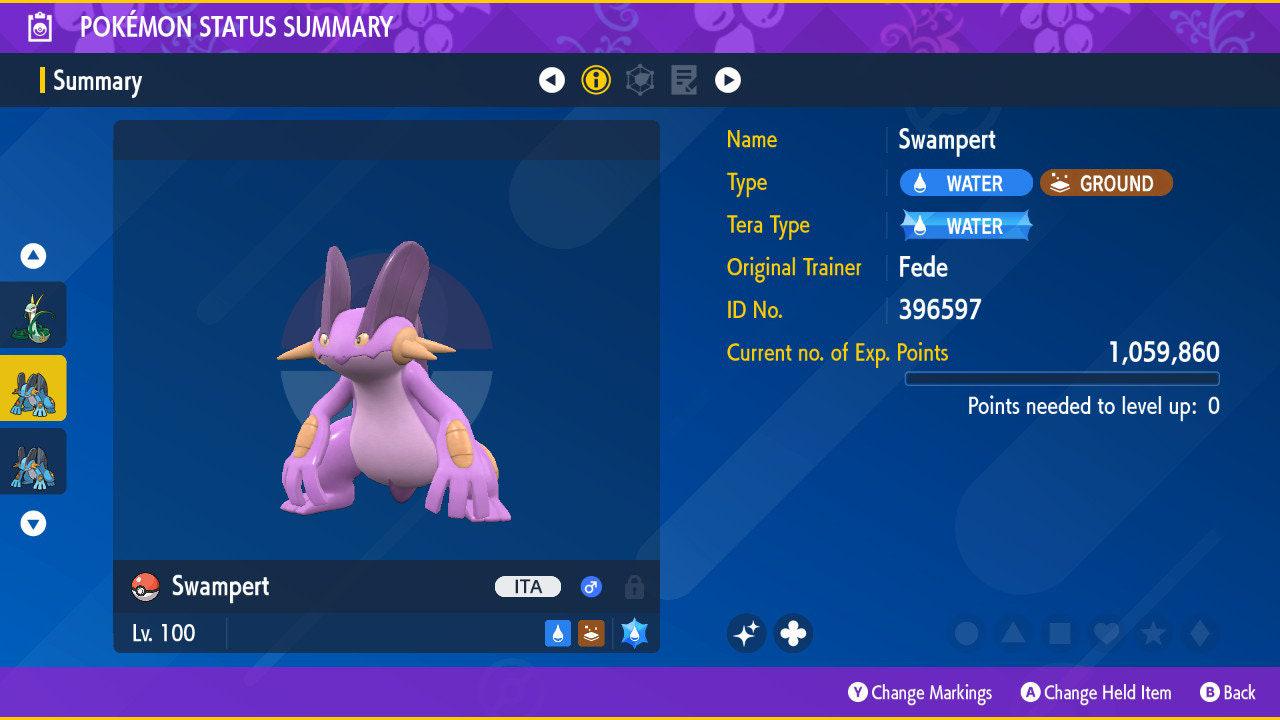 Shiny SWAMPERT Pokémon Scarlet and Violet 6IV Competitive Battle Ready – Scarlet & Violet Pokémon card photo