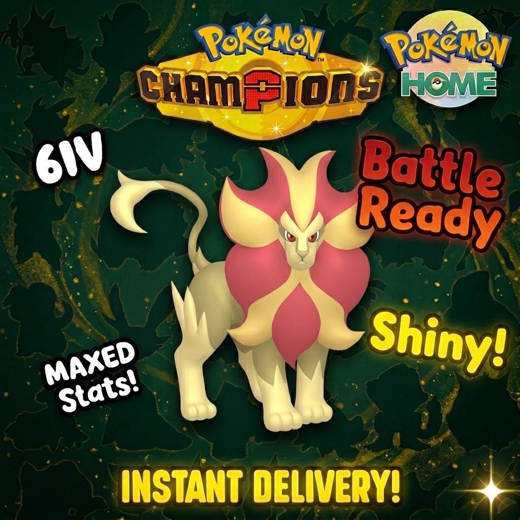 Shiny Pyroar Pokémon Champions 6IV Competitive Battle Ready Pokémon card photo