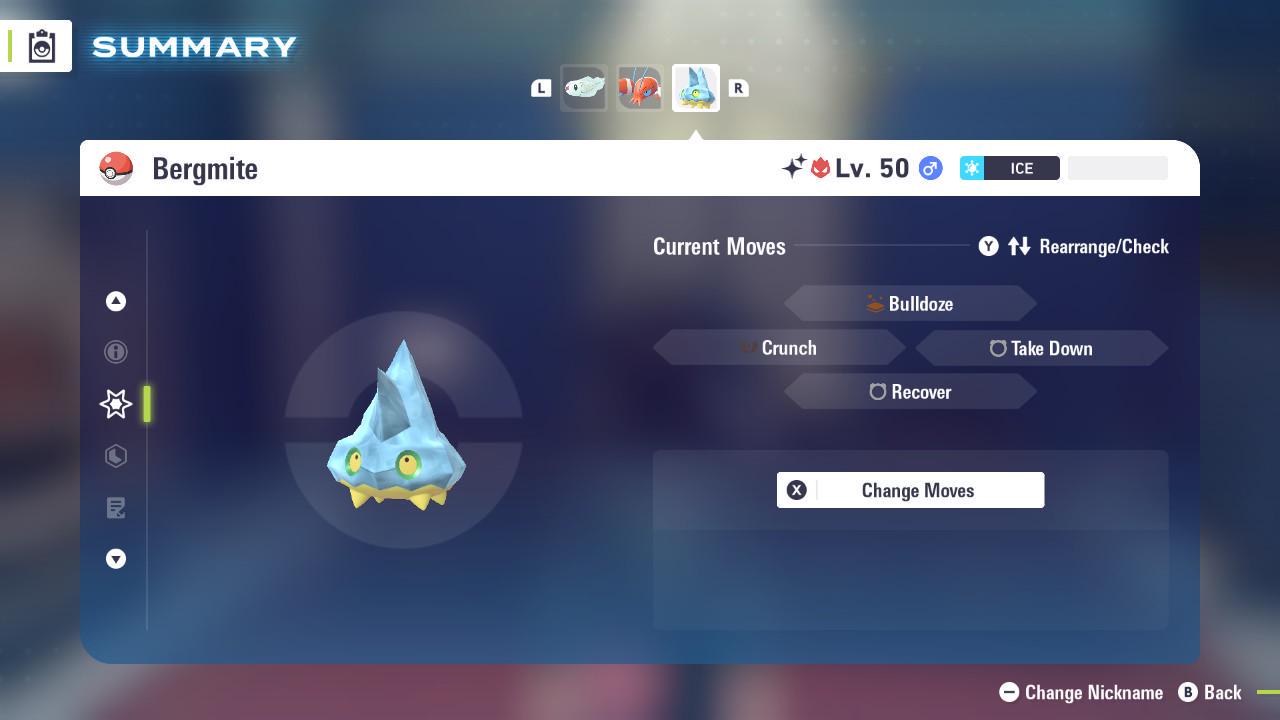 Фото покемона Блестящий Альфа Bergmite Pokémon Legends ZA 6IV, готовый к соревновательным боям 3