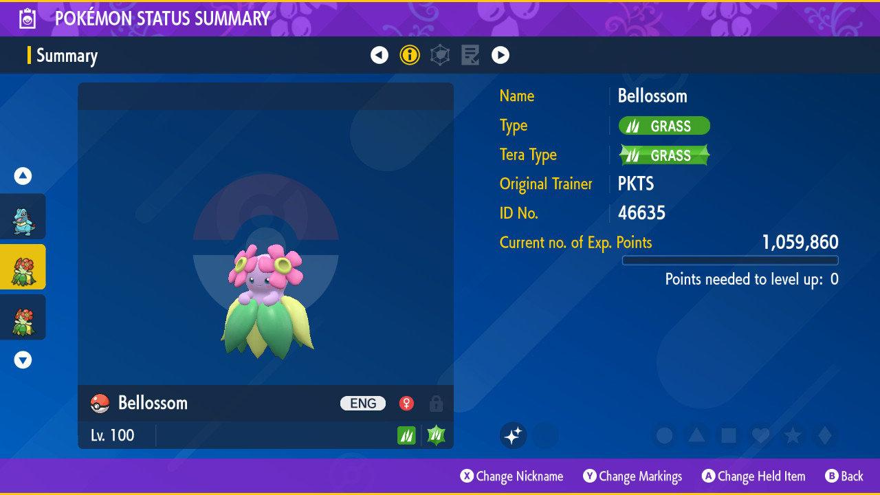 Shiny BELLOSSOM Pokémon Scarlet Violet 6IV Competitive Battle Ready – Scarlet & Violet Pokémon card photo