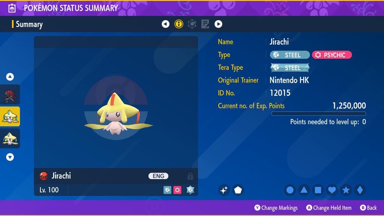 Shiny JIRACHI Pokémon Scarlet and Violet 6IV Pokemon Mythical Pokemon Competitive Battle Ready EVs Free Shiny Pokémon card photo 2