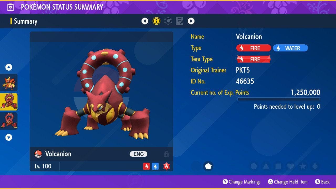 Non Shiny VOLCANION Pokémon Scarlet and Violet 6IV Pokemon Non Competitive Battle Ready Free Shiny Switch 2 – Scarlet & Violet Pokémon card photo
