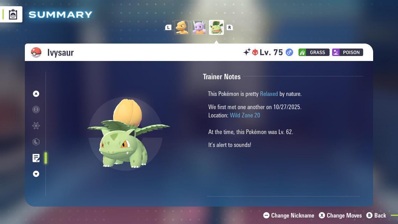 Shiny Alpha Ivysaur Pokémon Legends ZA 6IV Competitive Battle Ready Pokémon card photo 4