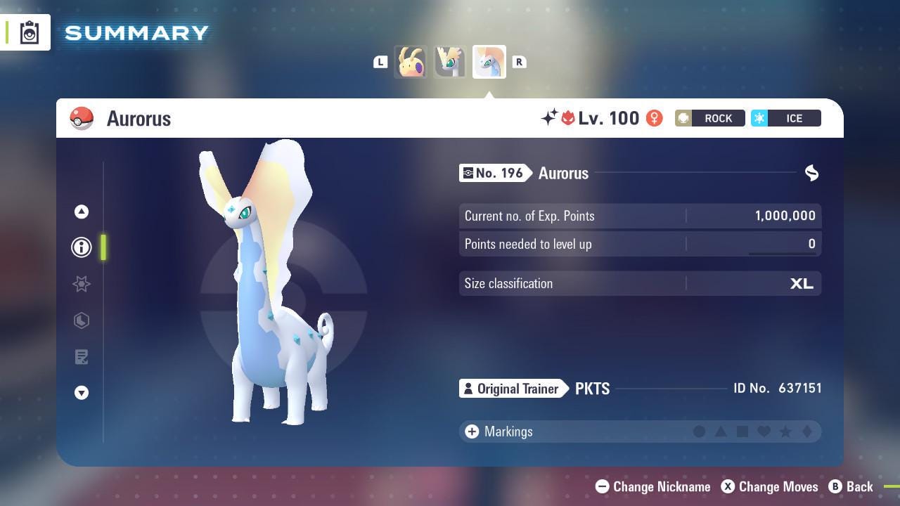 Фото покемона Блестящий Альфа Aurorus Pokémon Legends ZA 6IV Готовый к соревновательным битвам 3