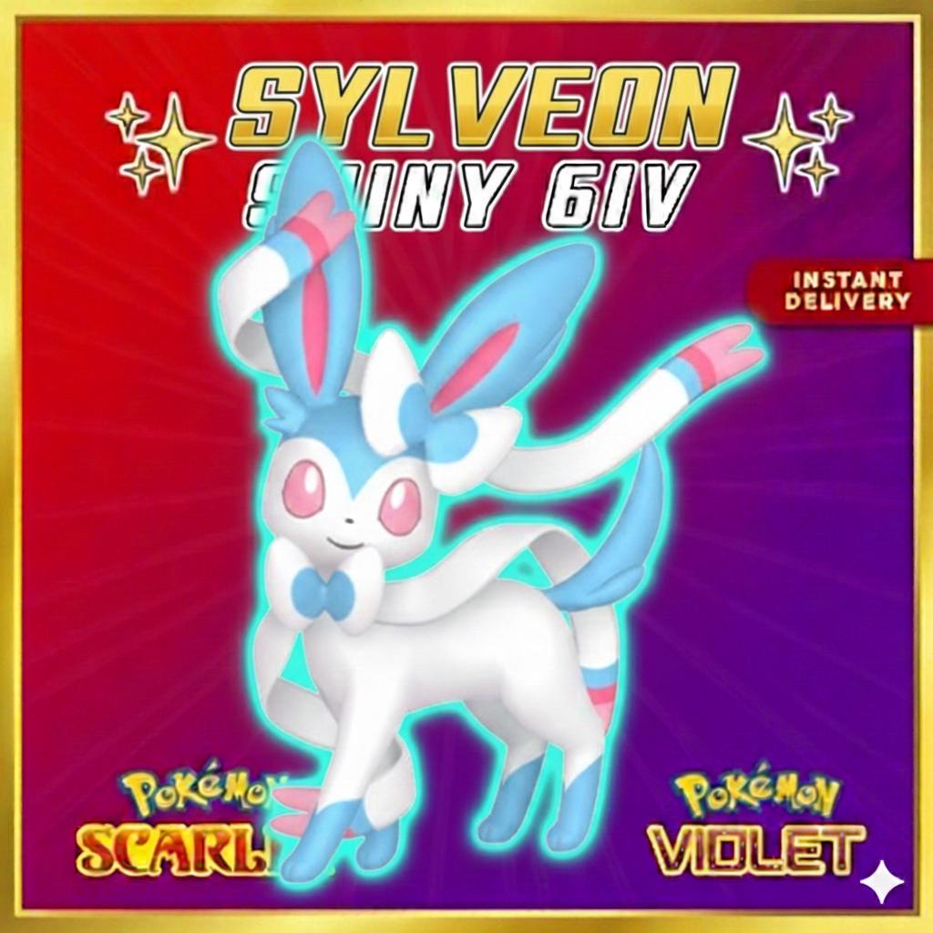 Shiny SYLVEON Pokémon Scarlet Violet 6IV Competitive Battle Ready – Scarlet & Violet Pokémon card photo