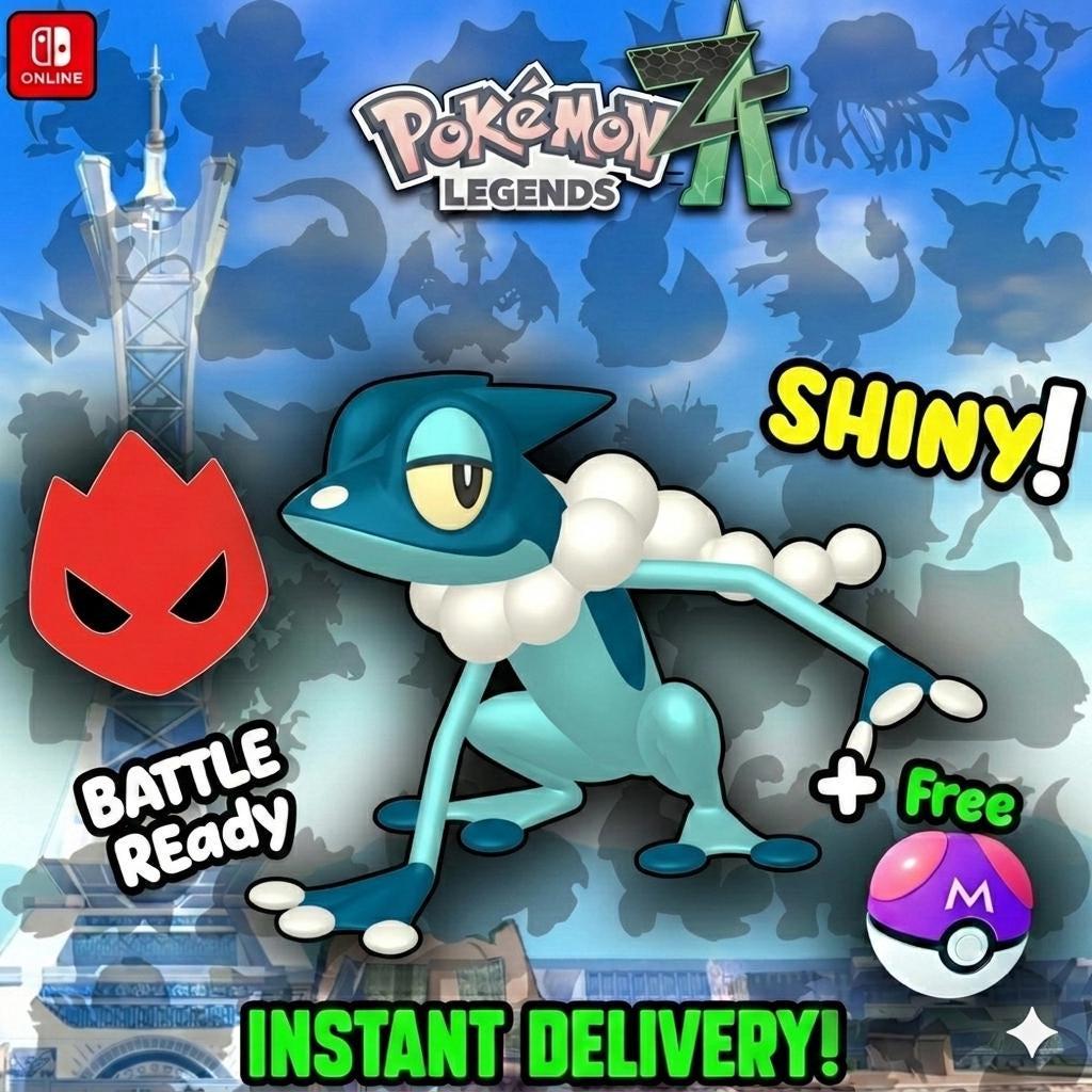 Shiny Alpha Frogadier Pokémon Legends ZA 6IV Competitive Battle Ready Pokémon card photo
