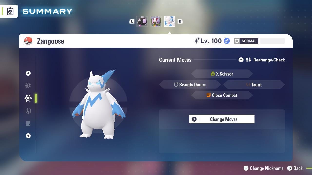 Shiny Zangoose Pokemon Legends ZA Mega Dimension DLC 6IV Competitive Battle Ready Pokémon card photo 3