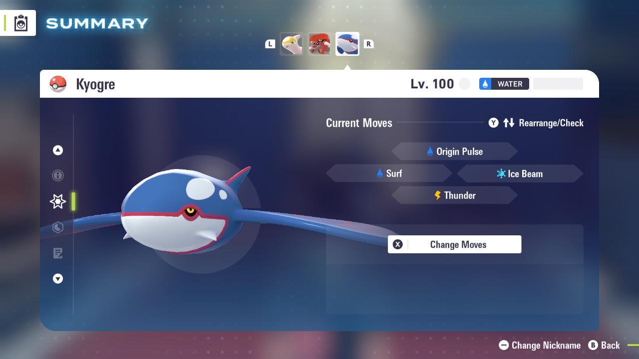 Foto de la carta Pokémon Kyogre No Variocolor 6IV Pokemon Legends Za Mega Dimension DLC 6IV Listo para el Combate Competitivo 3