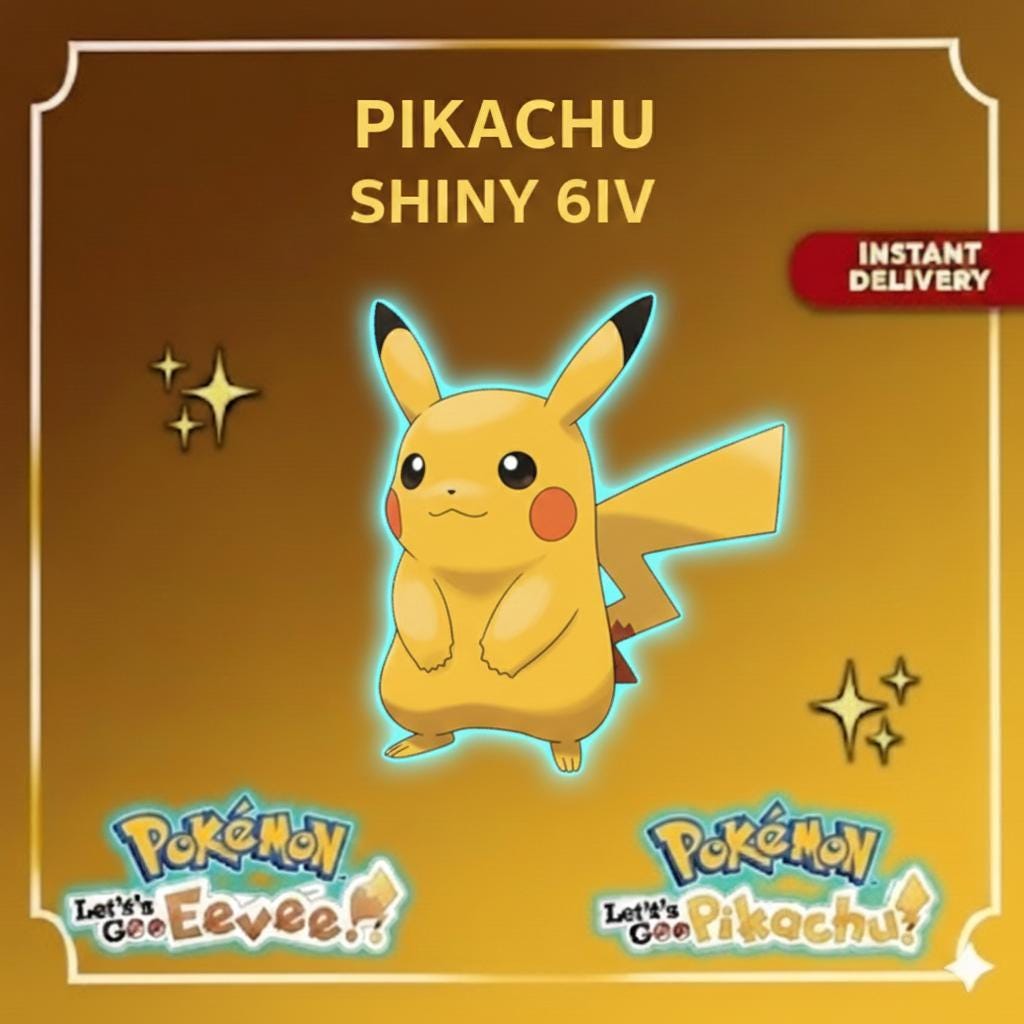 Shiny PIKACHU Pokémon Lets Go Pikachu Eevee 6IV Competitive Battle Ready – Pokémon Let's Go Pokémon card photo