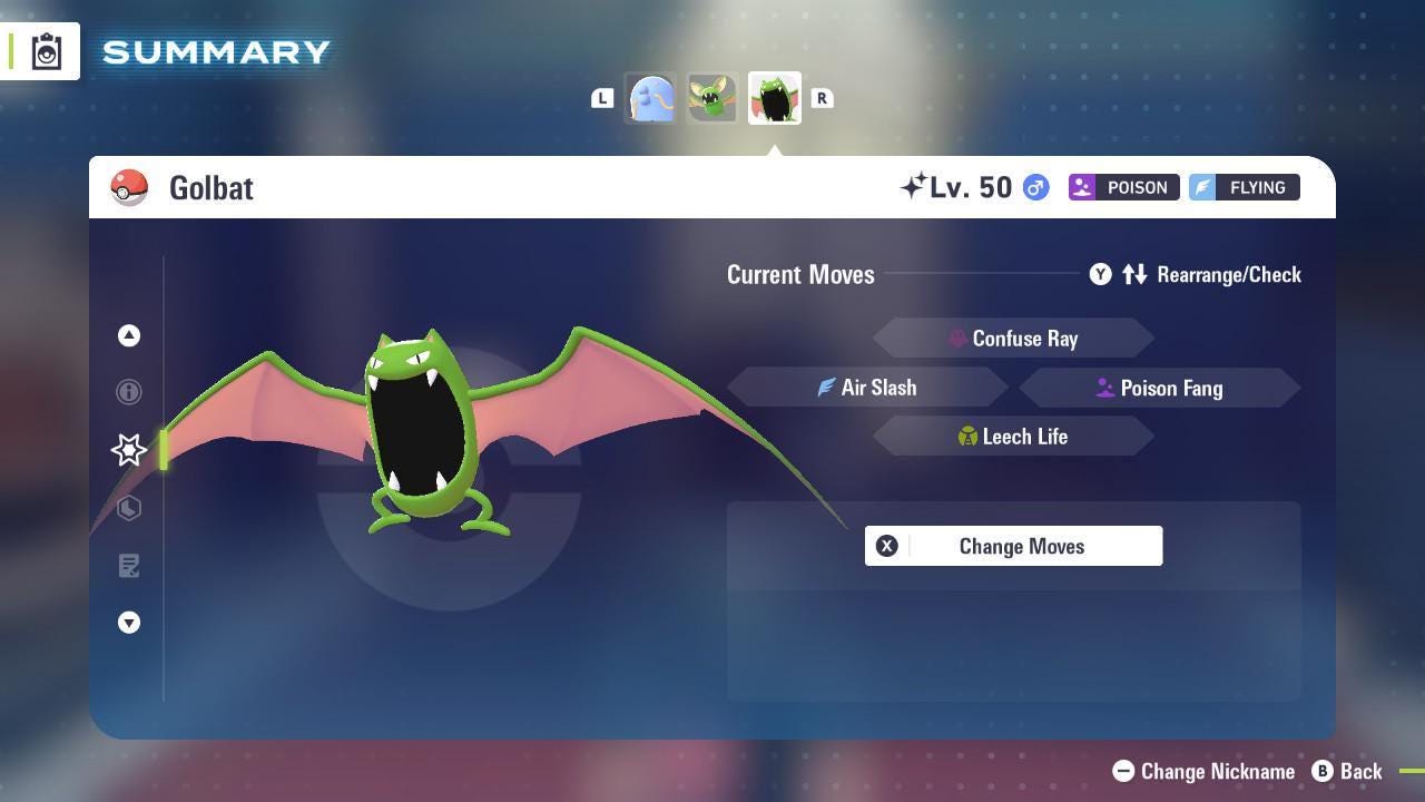 Foto de la carta Pokémon Shiny Golbat Pokémon Legends ZA Mega Dimension DLC 6IV Listo para el Combate Competitivo 3