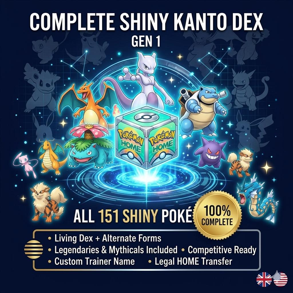 Pokemon HOME 6IV Shiny KANTO POKEDEX Pokemon Scarlet Violet Pokemon Sword Shield Pokemon Lets Go, Pokemon BdSp, Pokemon Legends Arceus – Legends Arceus Pokémon card photo