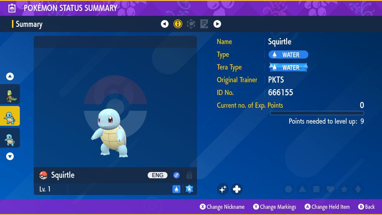 Фото покемона Блестящий SQUIRTLE Pokémon Scarlet and Violet 6IV, готовый к соревновательным боям 2
