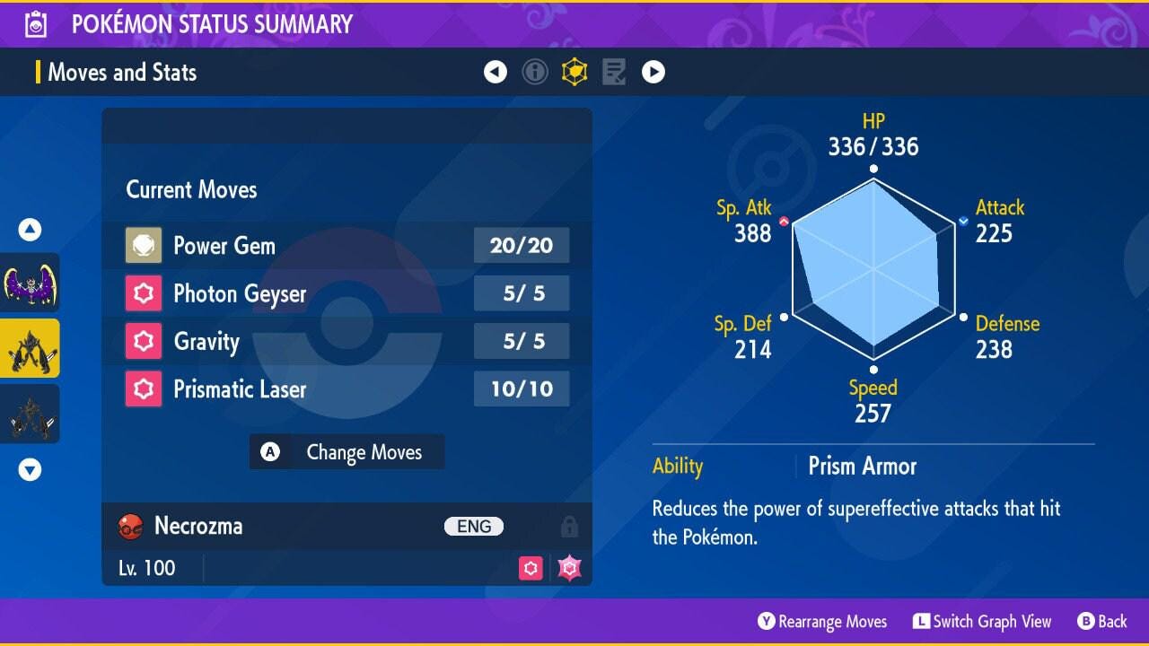 Фото покемона Shiny NECROZMA Pokémon Scarlet and Violet 6IV Готовый к соревновательным боям 3