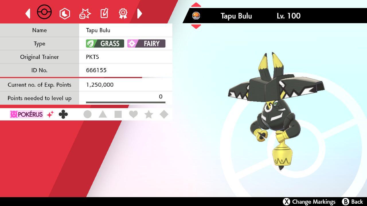 Shiny 6IV TAPU BULU Pokemon Sword Shield 6IV Competitive Battle Ready – Sword & Shield Pokémon card photo