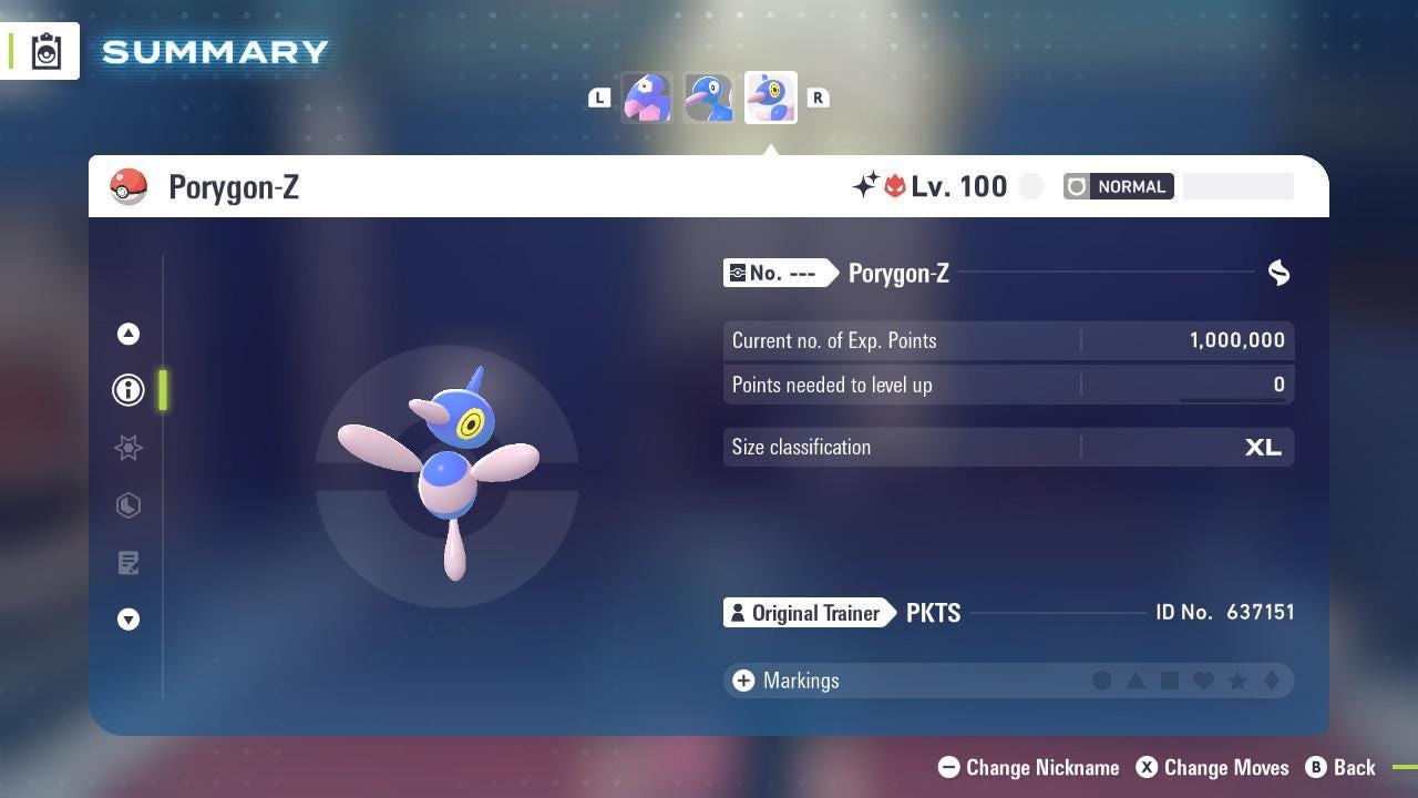 Foto de la carta Pokémon Shiny Alpha Porygon Z Pokémon Legends ZA 6IV Listo para la batalla competitiva 3