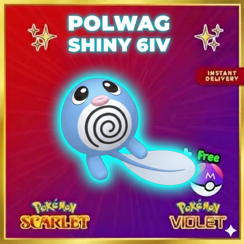 Pokemon Scarlet and Violet Shiny POLIWAG 6IV Competitive Battle Ready Pokémon card photo