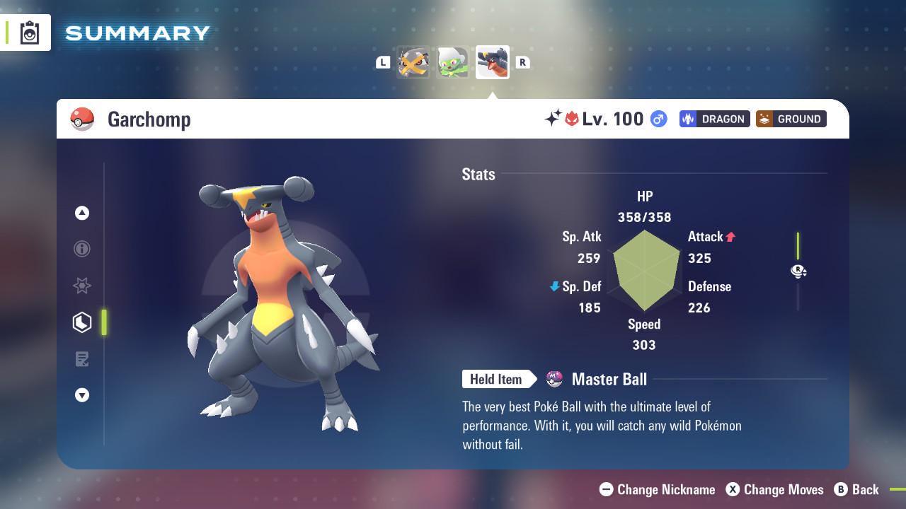 Pokemon Za ALPHA Shiny 6IV Garchomp + Mega Stone Garchompite Competitive Battle Ready Any Held Item Mega Evolution Z A ZA Pokémon card photo 2