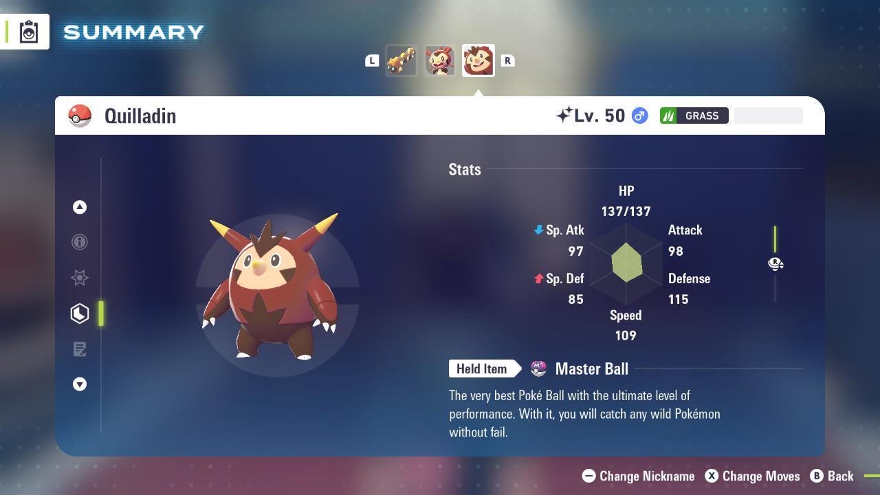 Shiny QUILLADIN Pokémon Legends ZA 6IV Competitive Battle Ready Pokémon card photo