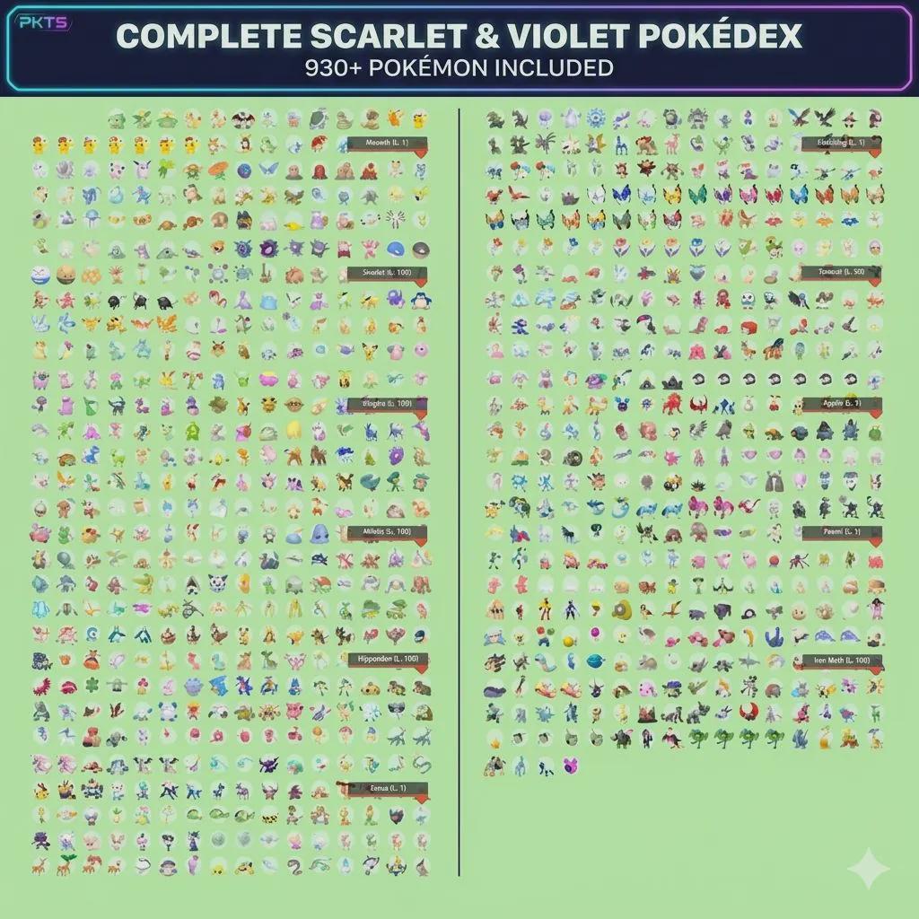 Complete Pokemon Scarlet Violet Pokedex Unlock the Shiny Charm All 930 Pokemon Paldea Kitakami Blueberry Fast Safe Trade Pokémon card photo 6