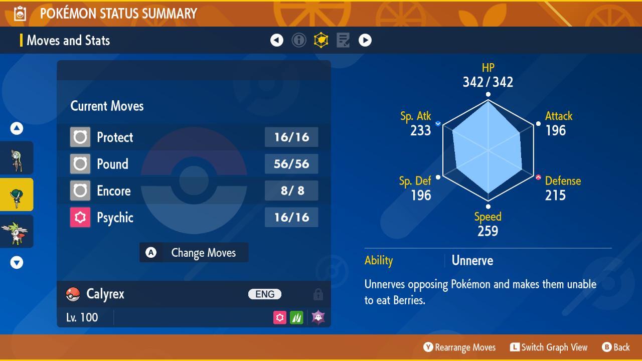 Foto de la carta Pokémon CALYREX no variocolor Pokémon Escarlata Púrpura 6IV Listo para el Combate Competitivo 2