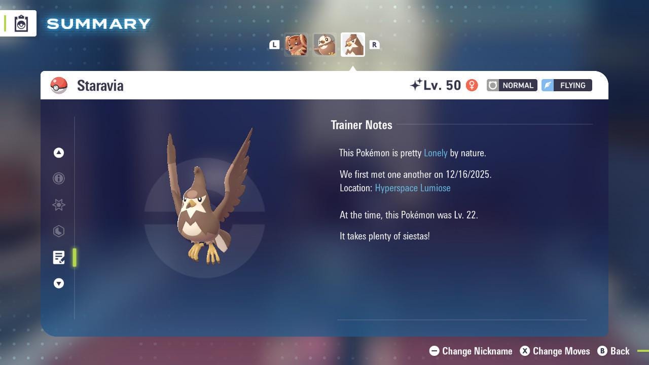 Фото покемона Шайни Старавиа Pokemon Legends ZA Mega Dimension DLC 6IV Готов к соревновательным битвам 4