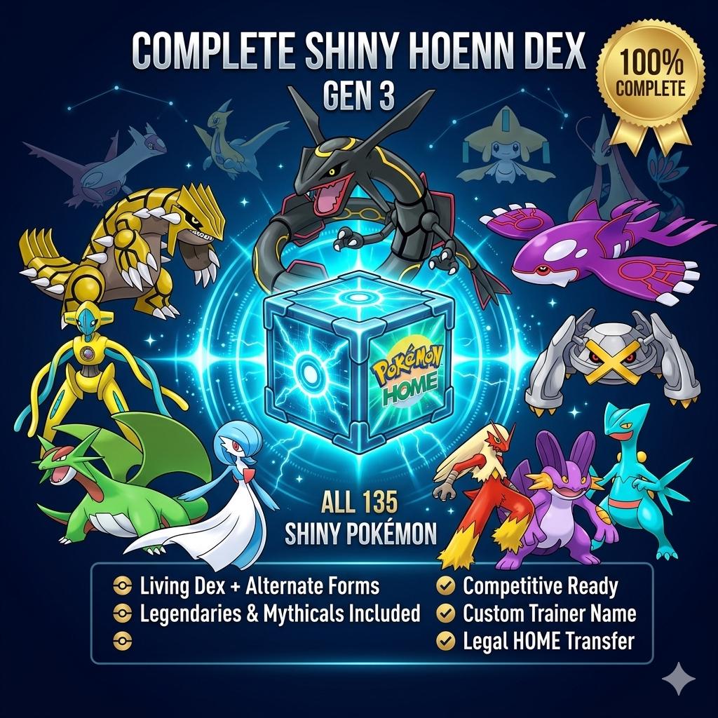 Pokemon HOME 6IV Shiny HOENN POKEDEX Pokemon Scarlet Violet Pokemon Sword Shield Pokemon Lets Go, Pokemon BdSp, Pokemon Legends Arceus – Sword & Shield Pokémon card photo
